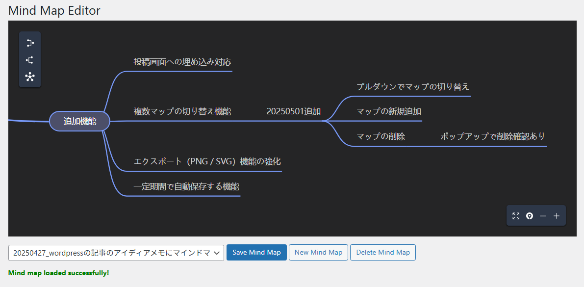 マインドマップエディタ複数マインドマップ管理